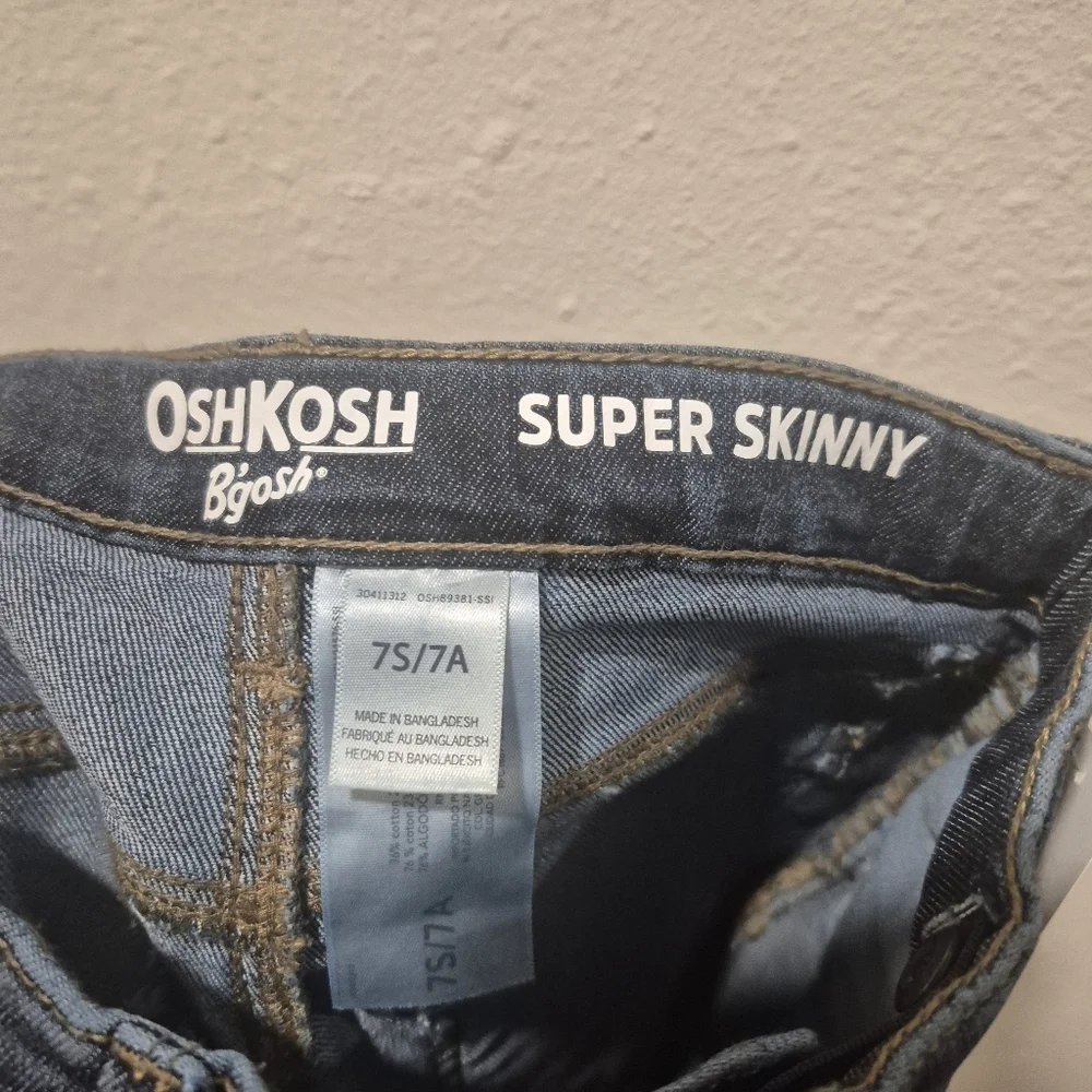 New OshKosh B'gosh Super Skinny Denim Jeans Size 7S NWT Blue Girls Kids